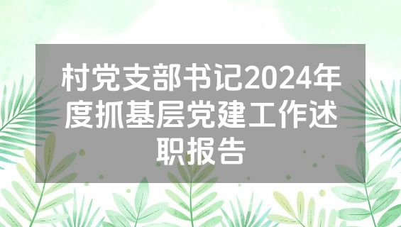 村党支部书记2024年度抓基层党建工作述职报告