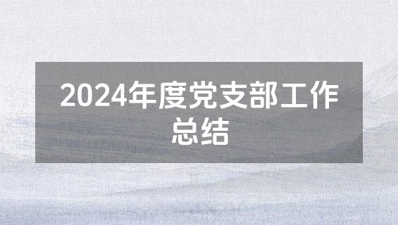 2024年度党支部工作总结