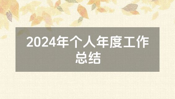 2024年个人年度工作总结
