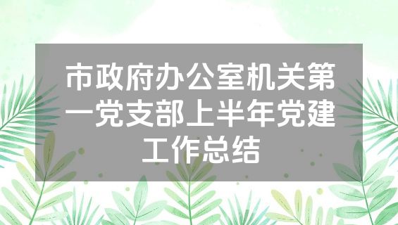 市政府办公室机关第一党支部上半年党建工作总结