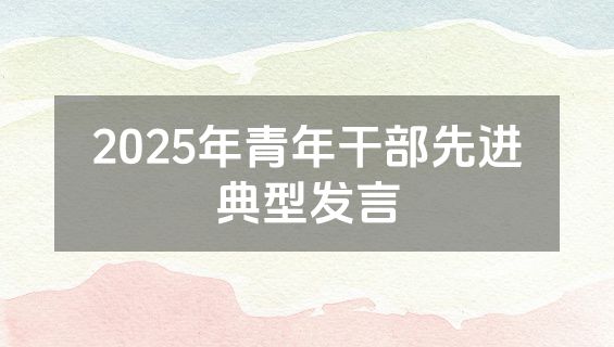 2025年青年干部先进典型发言