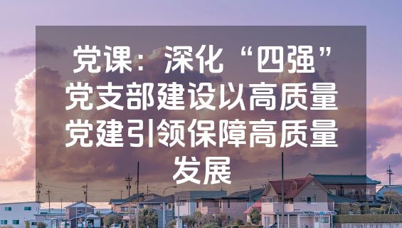 党课：深化“四强”党支部建设以高质量党建引领保障高质量发展