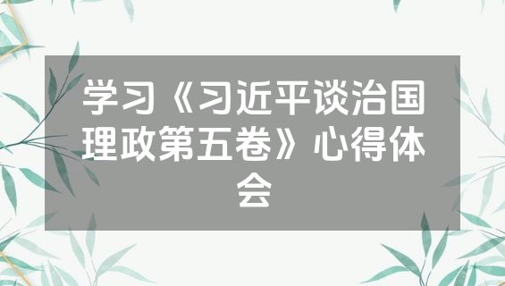 学习《习近平谈治国理政第五卷》心得体会