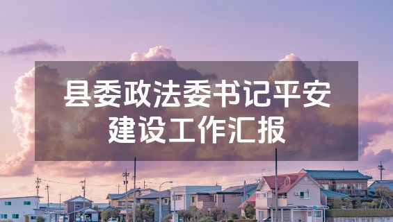 县委政法委书记平安建设工作汇报