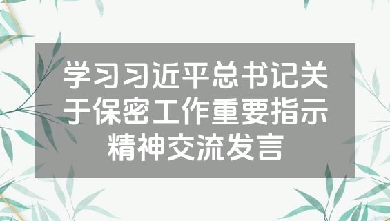 学习习近平总书记关于保密工作重要指示精神交流发言