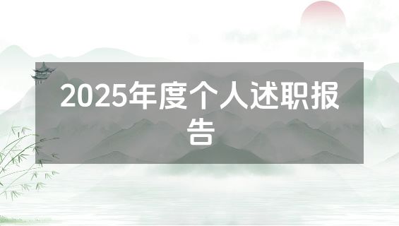 2025年度个人述职报告