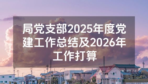 局党支部2025年度党建工作总结及2026年工作打算
